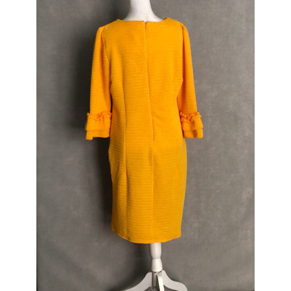 NY Collection Shift Dress Ruffle Cuff in Lemon Women's Petite Large NEW - Picture 4 of 7